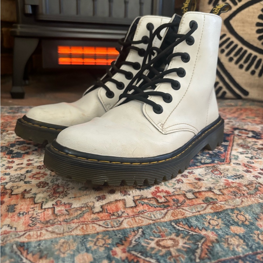 DR. MARTENS Women's White Leather Boots